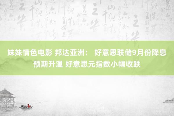 妹妹情色电影 邦达亚洲： 好意思联储9月份降息预期升温 好意思元指数小幅收跌