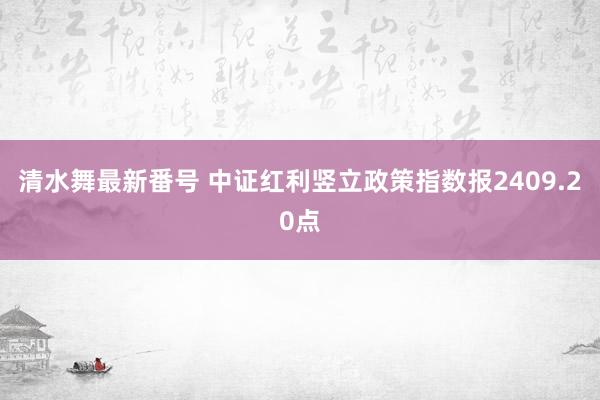 清水舞最新番号 中证红利竖立政策指数报2409.20点