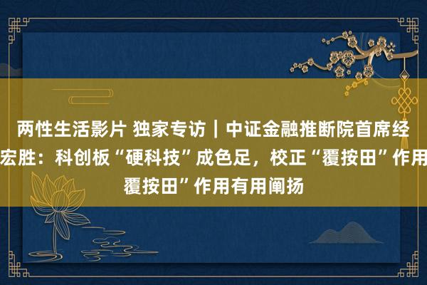 两性生活影片 独家专访｜中证金融推断院首席经济学家潘宏胜：科创板“硬科技”成色足，校正“覆按田”作用有用阐扬