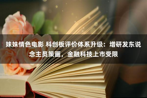 妹妹情色电影 科创板评价体系升级：增研发东说念主员策画，金融科技上市受限