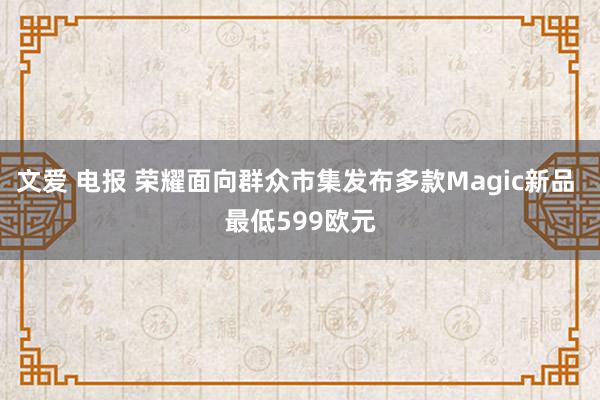 文爱 电报 荣耀面向群众市集发布多款Magic新品 最低599欧元