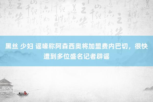 黑丝 少妇 谣喙称阿森西奥将加盟费内巴切，很快遭到多位盛名记者辟谣