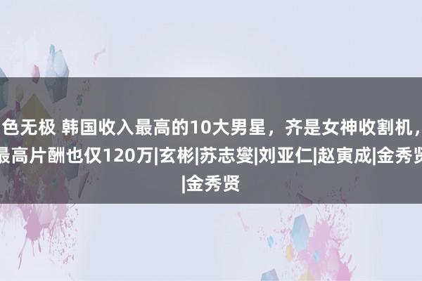 色无极 韩国收入最高的10大男星，齐是女神收割机，最高片酬也仅120万|玄彬|苏志燮|刘亚仁|赵寅成|金秀贤